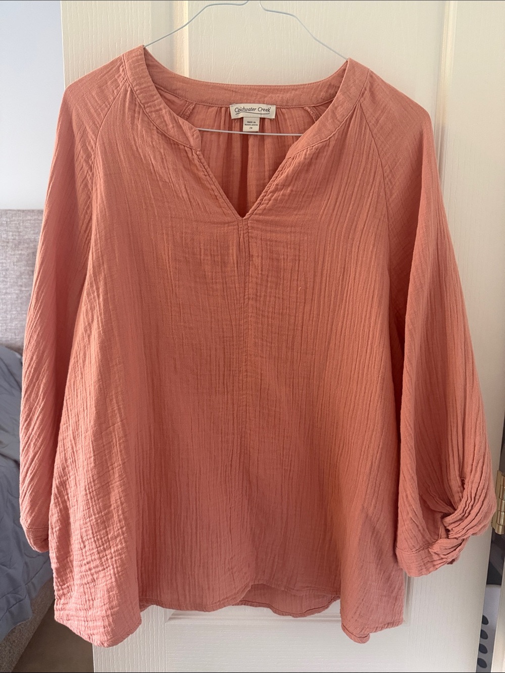 Coldwater Creek Women's Peach Gauze V-Neck Tunic